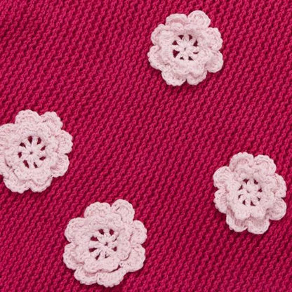 Girls Long Sleeve Crochet Rosette Sweater