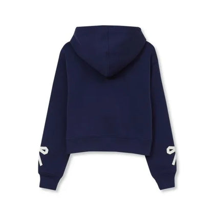 Girls Fleece Hooded Zip Up Bow Sweatshirt