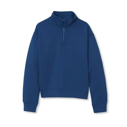 Girls Long Sleeve Double Knit Quarter Zip