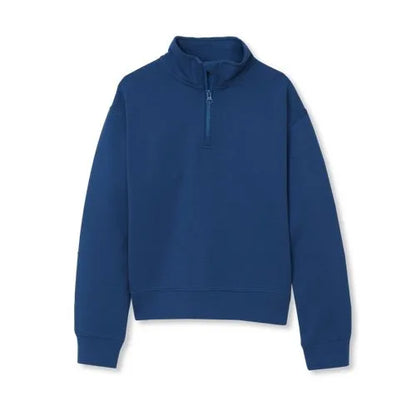 Girls Long Sleeve Double Knit Quarter Zip