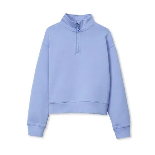Girls Long Sleeve Double Knit Quarter Zip