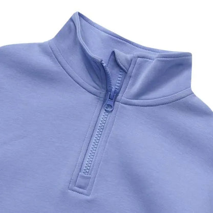 Girls Long Sleeve Double Knit Quarter Zip