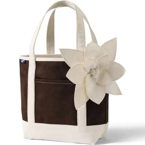 Medium Faux Suede Applique Open Top Tote Bag