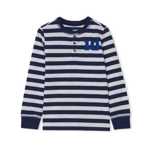 Boys Long Sleeve Striped Henley