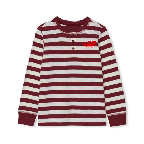 Boys Long Sleeve Striped Henley