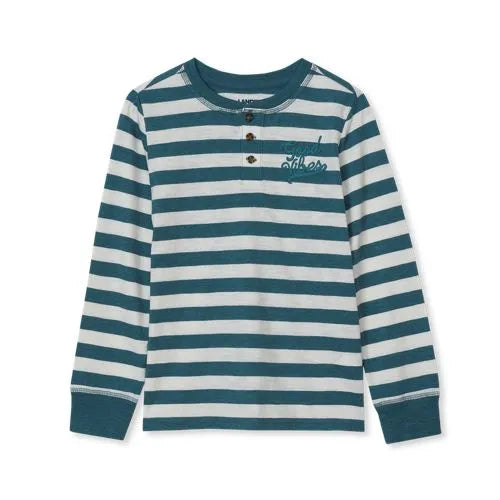 Boys Long Sleeve Striped Henley