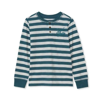 Boys Long Sleeve Striped Henley