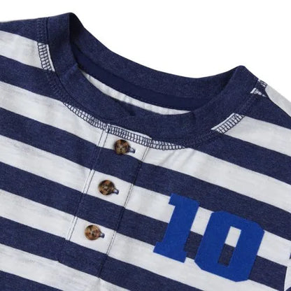 Boys Long Sleeve Striped Henley