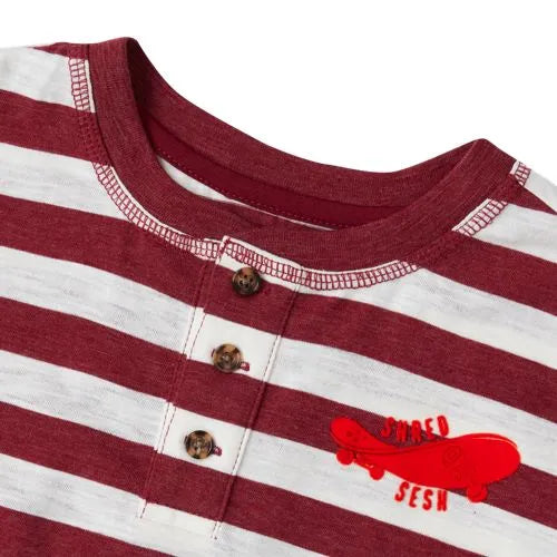 Boys Long Sleeve Striped Henley
