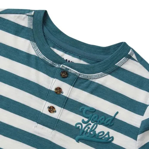 Boys Long Sleeve Striped Henley