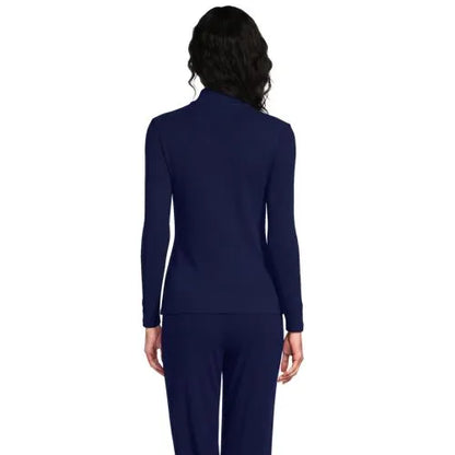 Women's Long Sleeve Drapey Rib Quarter Zip Top