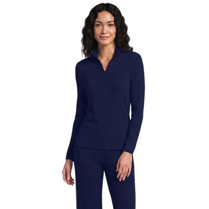 Women's Long Sleeve Drapey Rib Quarter Zip Top