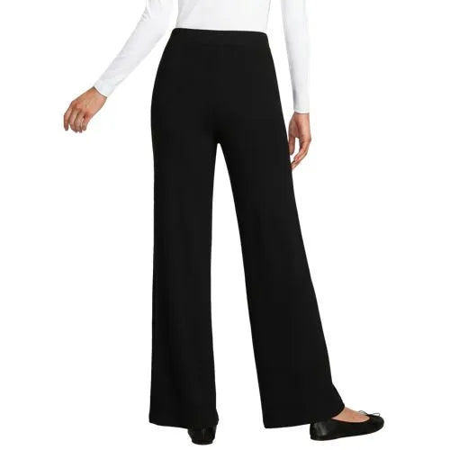 Womens Drapey Rib High Rise Wide Leg Pants