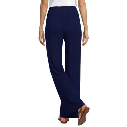 Womens Drapey Rib High Rise Wide Leg Pants