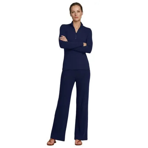 Womens Drapey Rib High Rise Wide Leg Pants
