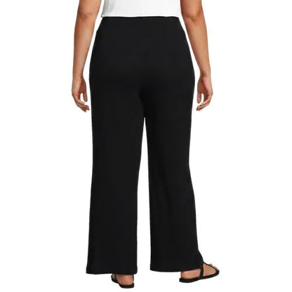 Womens Drapey Rib High Rise Wide Leg Pants