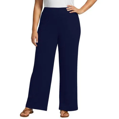 Womens Drapey Rib High Rise Wide Leg Pants