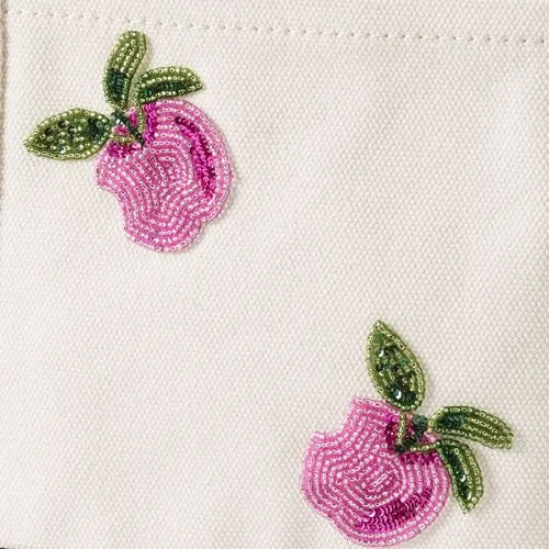 Medium Applique Open Top Canvas Tote