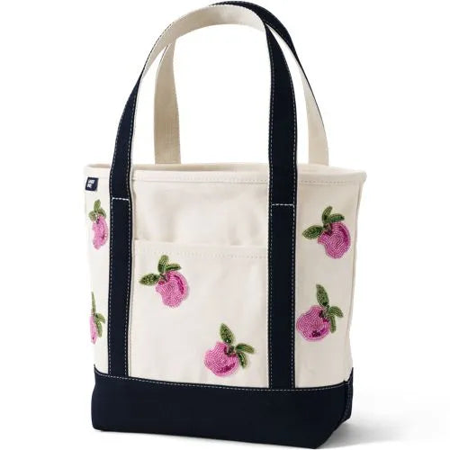 Medium Applique Open Top Canvas Tote