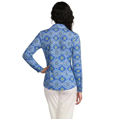 Women's Long Sleeve Button Front Garden Tee - Sunshade UPF 50 Quick Dry