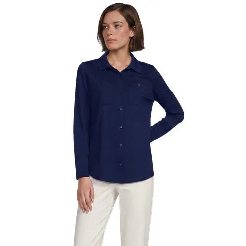 Women's Long Sleeve Button Front Garden Tee - Sunshade UPF 50 Quick Dry