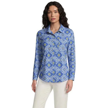 Women's Long Sleeve Button Front Garden Tee - Sunshade UPF 50 Quick Dry