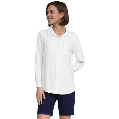 Women's Long Sleeve Button Front Garden Tee - Sunshade UPF 50 Quick Dry