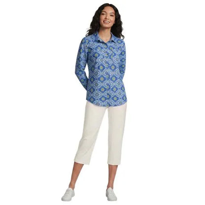 Women's Long Sleeve Button Front Garden Tee - Sunshade UPF 50 Quick Dry