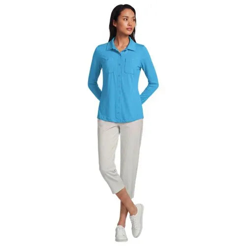 Women's Long Sleeve Button Front Garden Tee - Sunshade UPF 50 Quick Dry