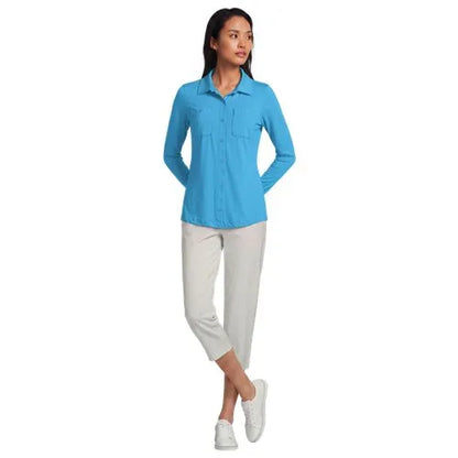 Women's Long Sleeve Button Front Garden Tee - Sunshade UPF 50 Quick Dry