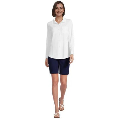 Women's Long Sleeve Button Front Garden Tee - Sunshade UPF 50 Quick Dry