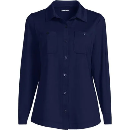 Women's Long Sleeve Button Front Garden Tee - Sunshade UPF 50 Quick Dry