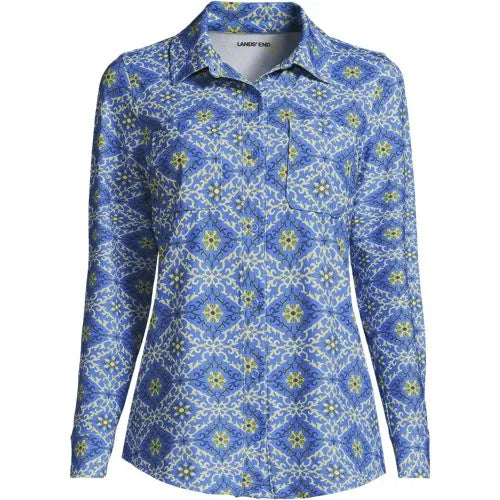 Women's Long Sleeve Button Front Garden Tee - Sunshade UPF 50 Quick Dry