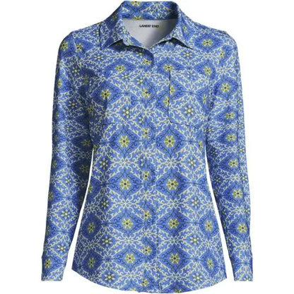 Women's Long Sleeve Button Front Garden Tee - Sunshade UPF 50 Quick Dry