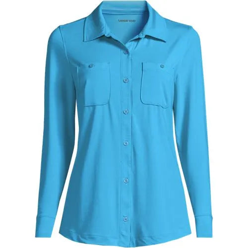 Women's Long Sleeve Button Front Garden Tee - Sunshade UPF 50 Quick Dry