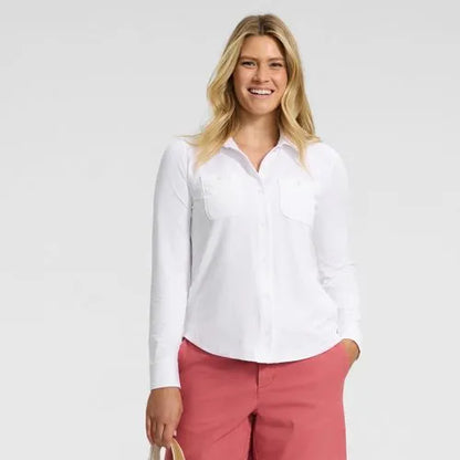 Women's Long Sleeve Button Front Garden Tee - Sunshade UPF 50 Quick Dry