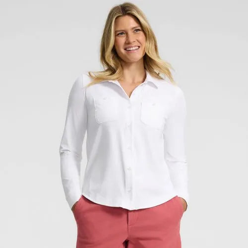 Women's Long Sleeve Button Front Garden Tee - Sunshade UPF 50 Quick Dry