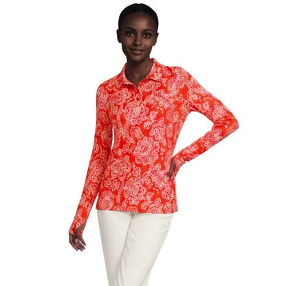 Women's Long Sleeve Garden Polo - Sunshade UPF 50 Quick Dry