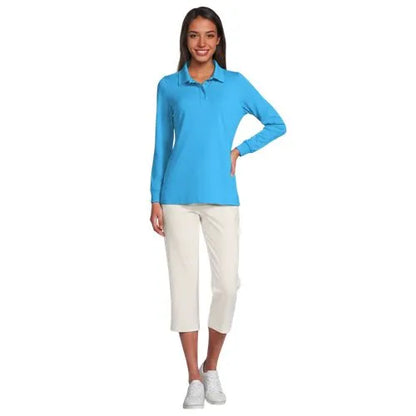 Women's Long Sleeve Garden Polo - Sunshade UPF 50 Quick Dry