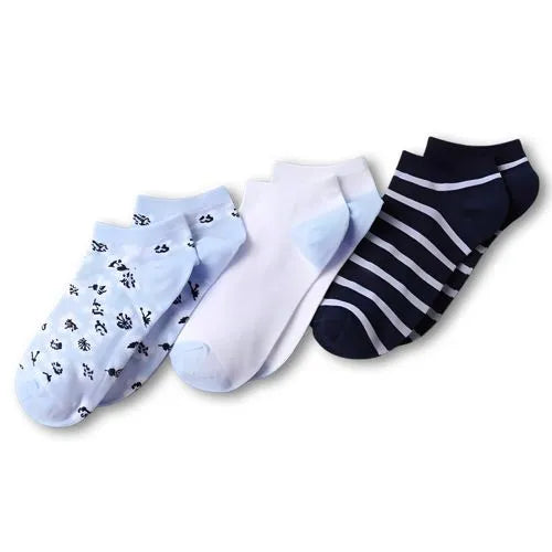 Women's Cotton Patterned Ankle Socks 3 Pack
