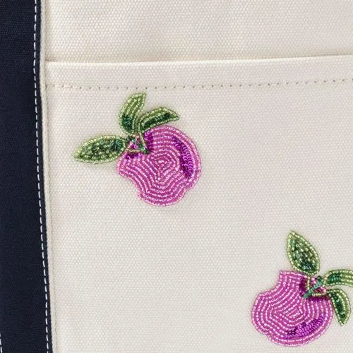 Medium Applique Open Top Canvas Tote