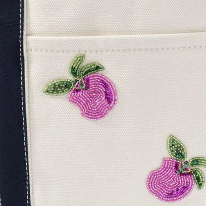 Medium Applique Open Top Canvas Tote