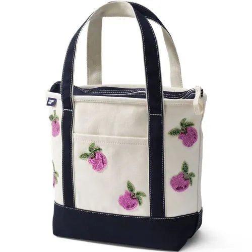 Medium Applique Open Top Canvas Tote