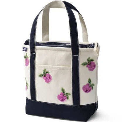 Medium Applique Open Top Canvas Tote