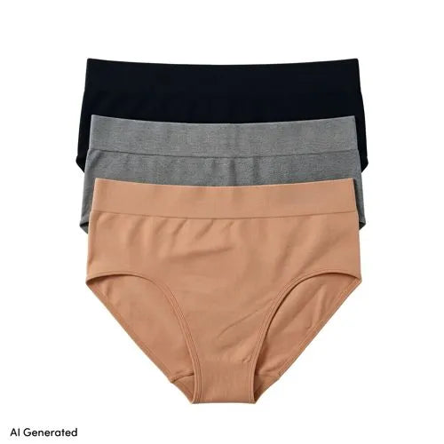 Women's Bikini Brief Cotton Comfort Seamless Basic Panties 3 Pack