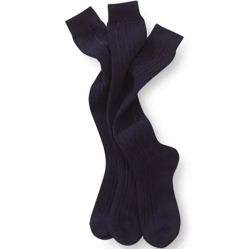 School Uniform Girls Solid Cable Knee Socks 3 Pack