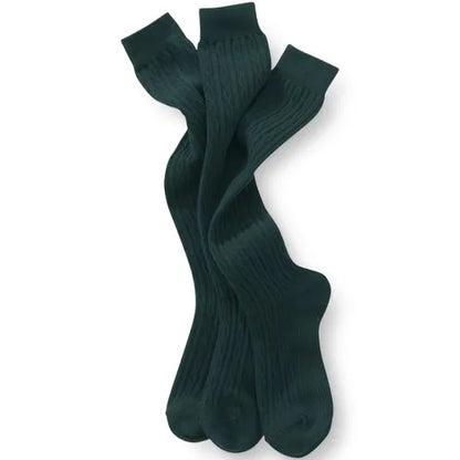 School Uniform Girls Solid Cable Knee Socks 3 Pack