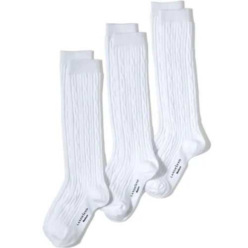 School Uniform Girls Solid Cable Knee Socks 3 Pack