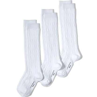 School Uniform Girls Solid Cable Knee Socks 3 Pack